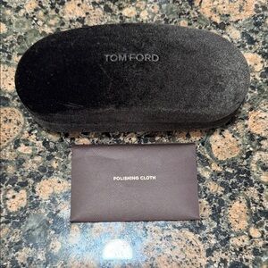 Tom Ford Black Velvet Glasses Case with Brown Polishing Pouch